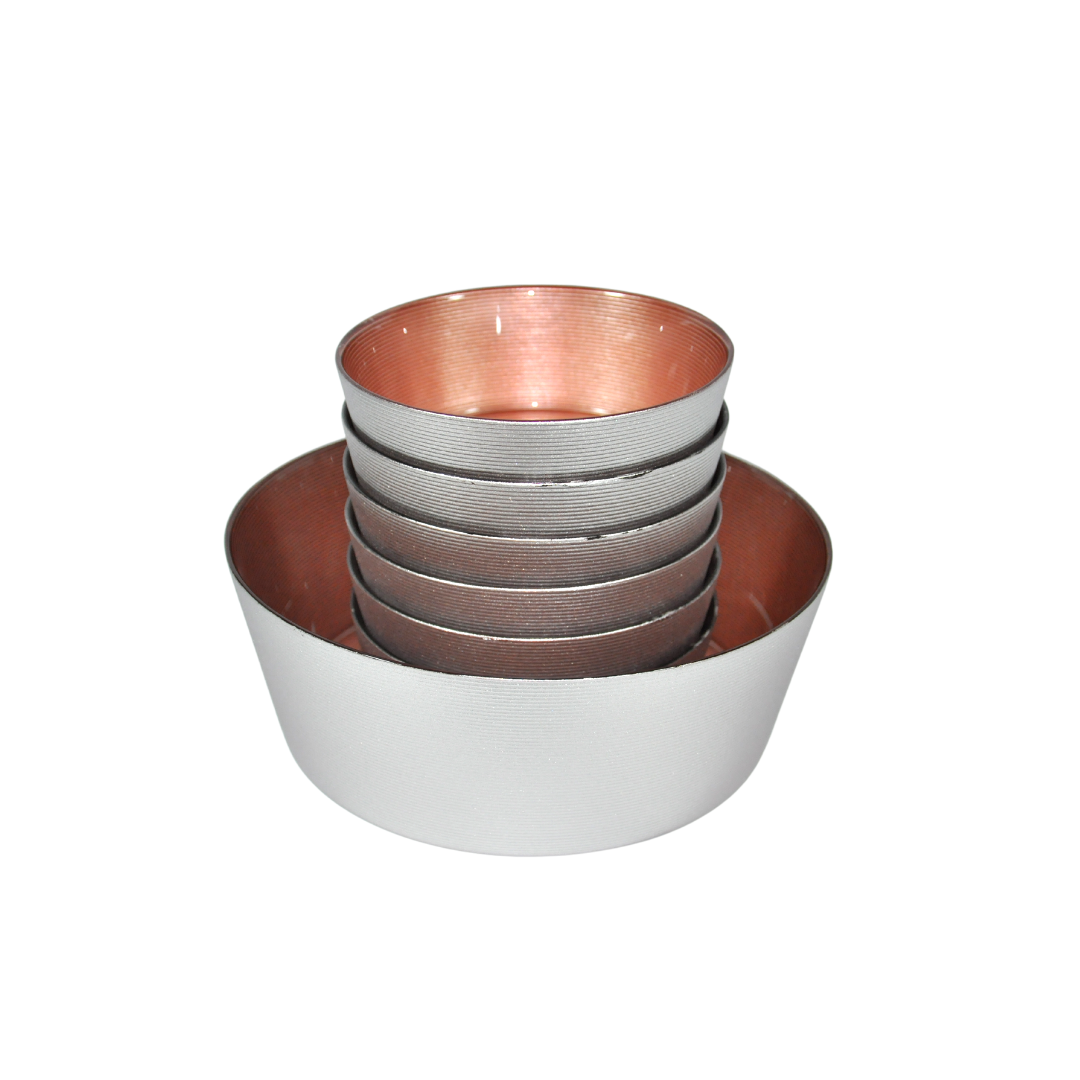 SET SALADIER+6 BOLS EN VERRE BICOLORE CUIVRE