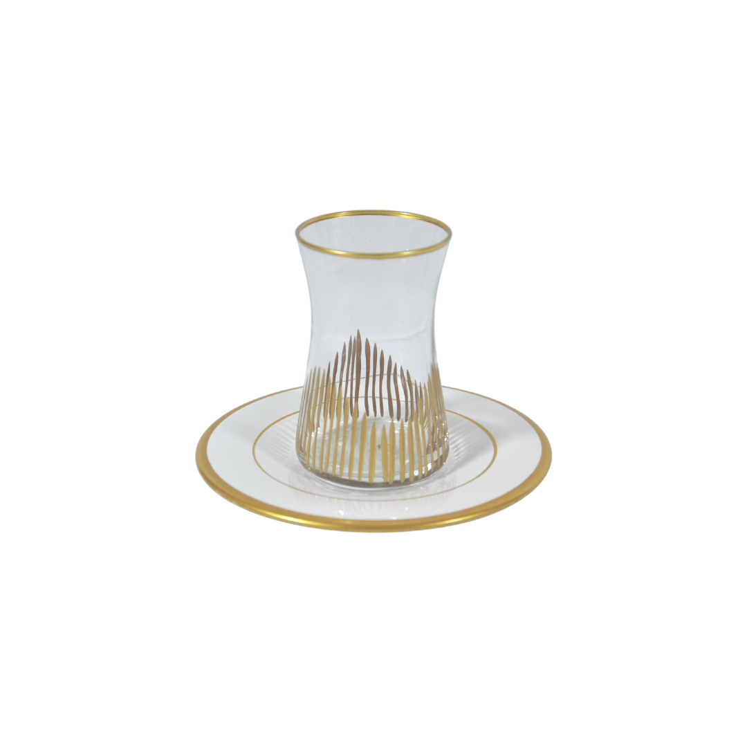 PERA SERVICE A THE 6 VERRE+6 ASSIETTE  BLANCHE/OR