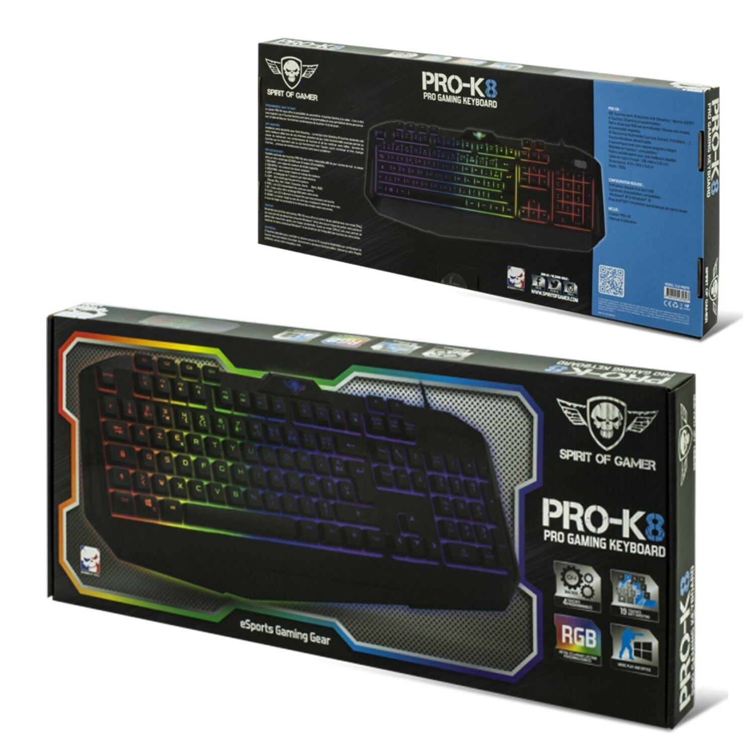 Clavier Pro-K8 Rétro-éclairage RGB