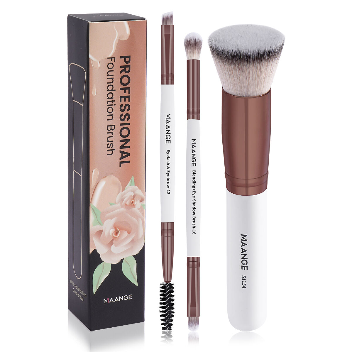 3 Pieces Makeup Brush With Box-White Coffee