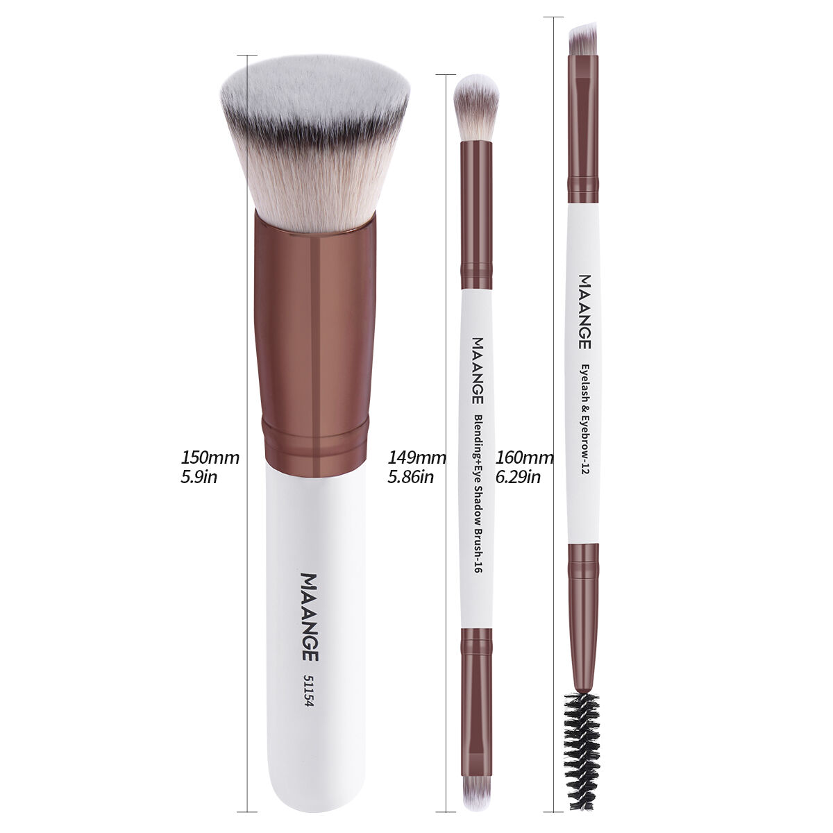 3 Pieces Makeup Brush With Box-White Coffee thumbnail 3
