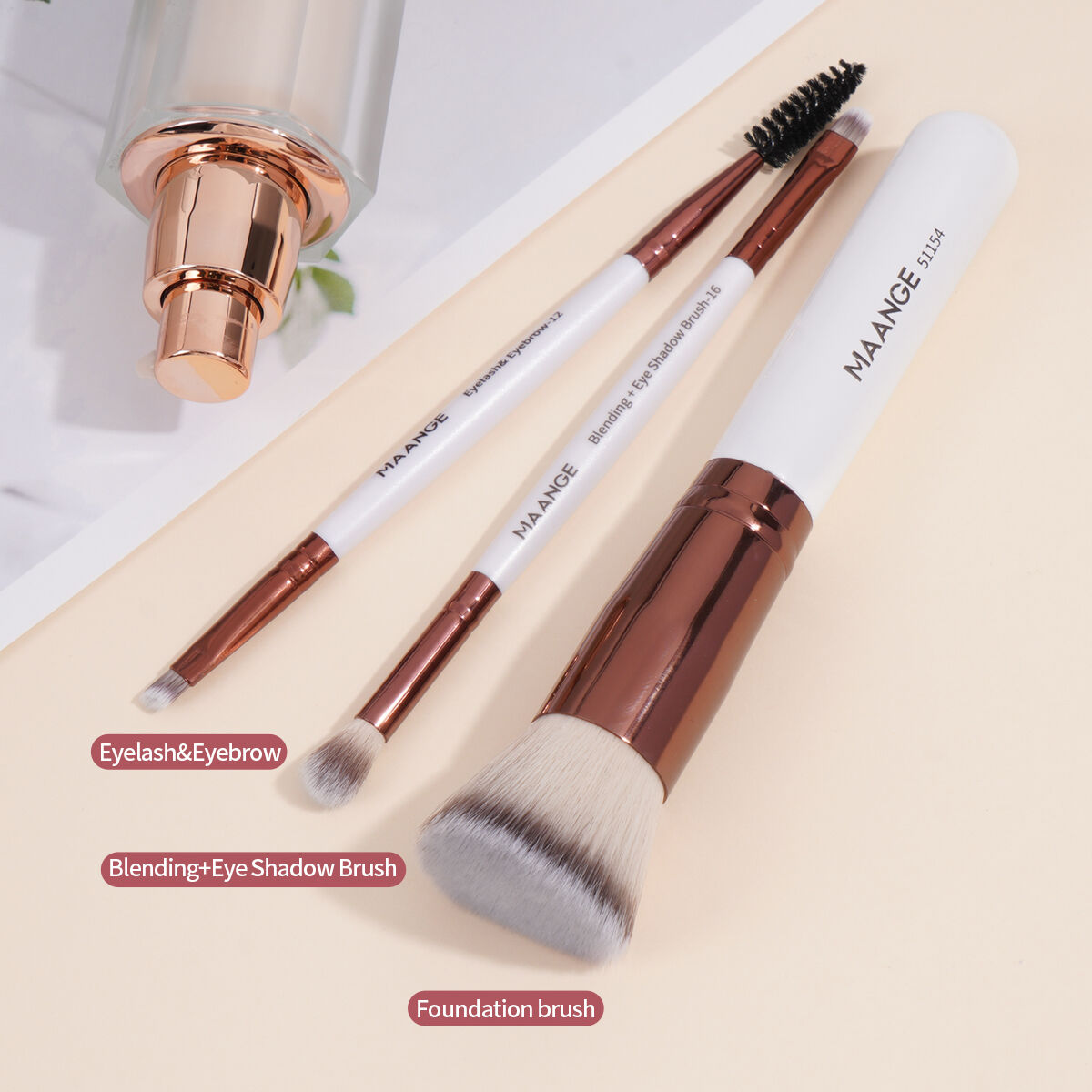 3 Pieces Makeup Brush With Box-White Coffee thumbnail 4