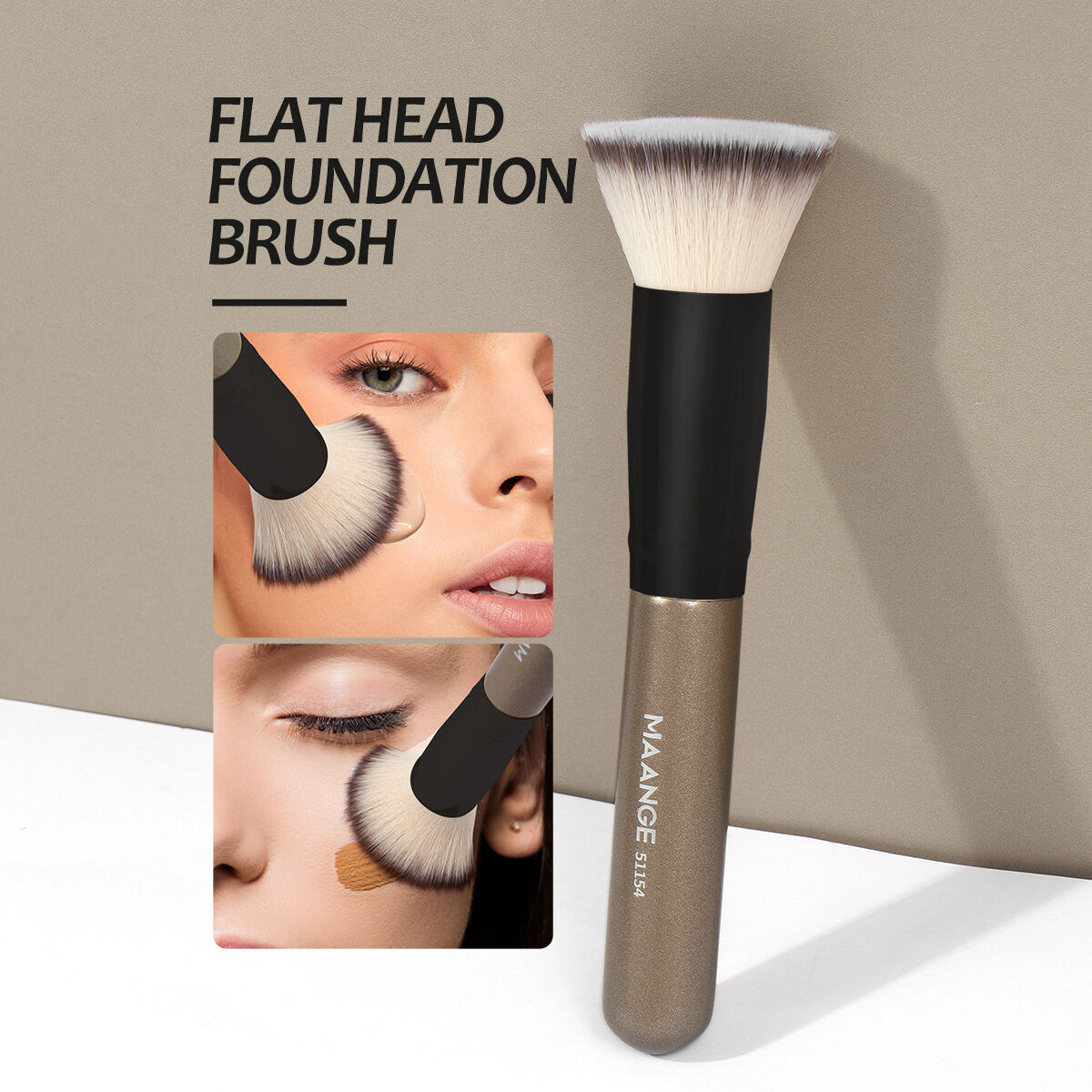 Single Foundation Brush-Coffee Handle Black Tube thumbnail 3