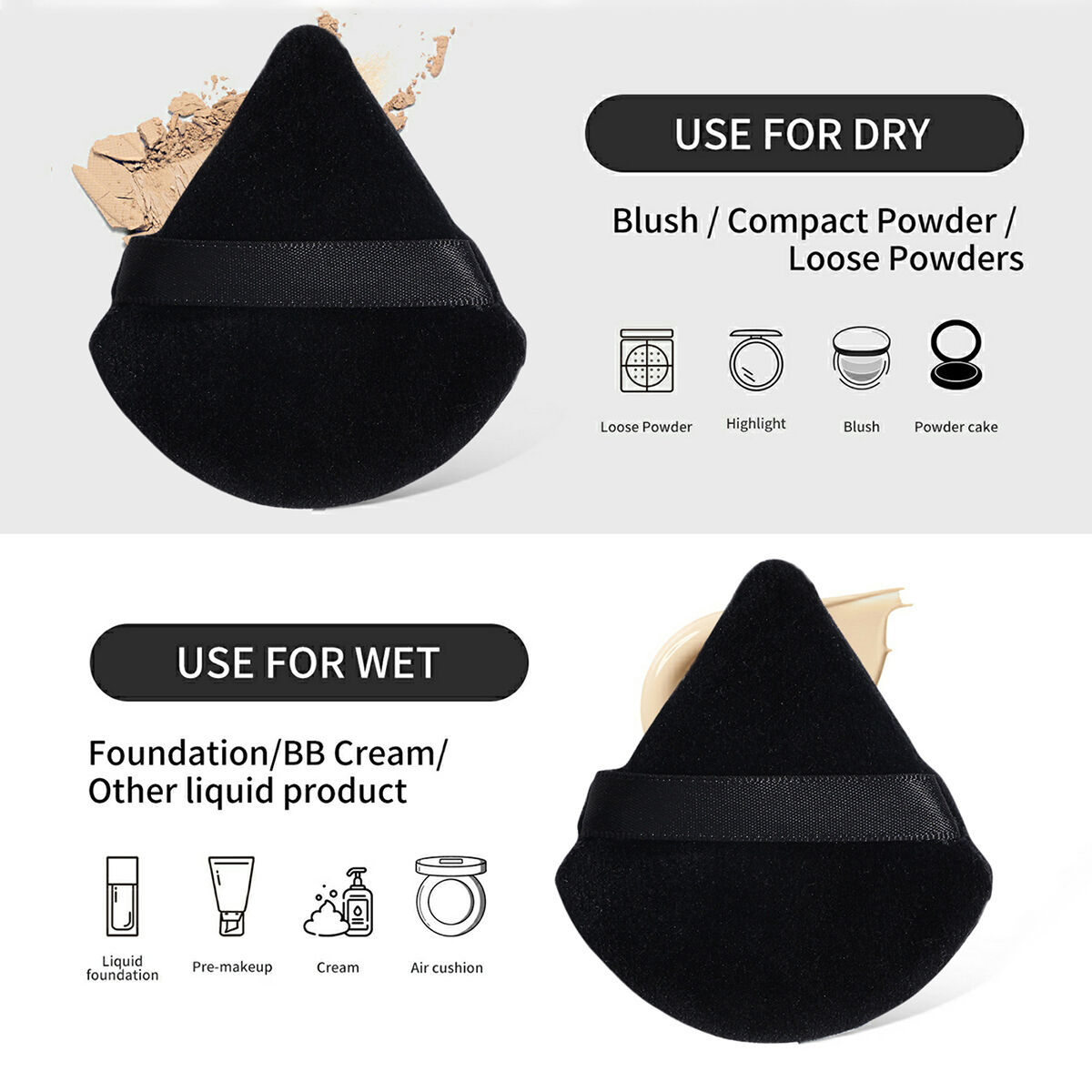 18 Pieces Makeup Brush with 5 Pieces Puff and Bag-Black thumbnail 4