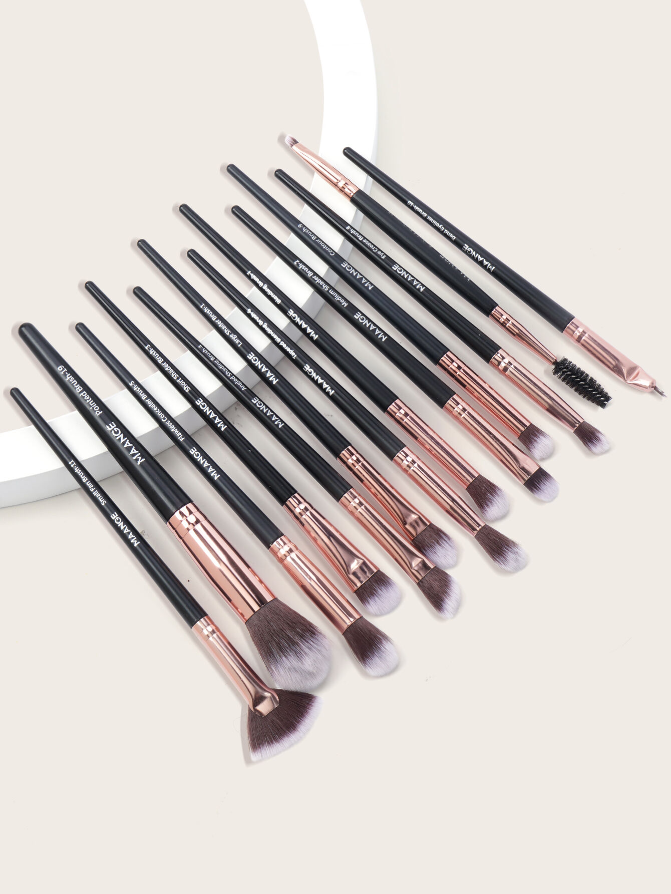 13 Pieces Makeup Brush-Black Handle Gold Tube