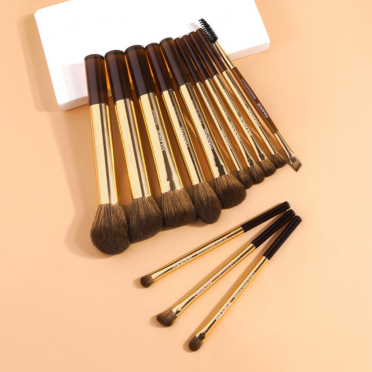 13 Pieces Makeup Brush-Coffee Gold