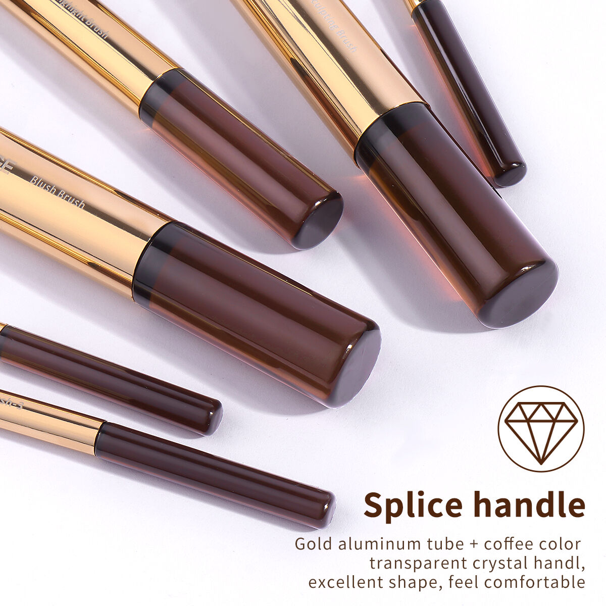 13 Pieces Makeup Brush-Coffee Gold thumbnail 3