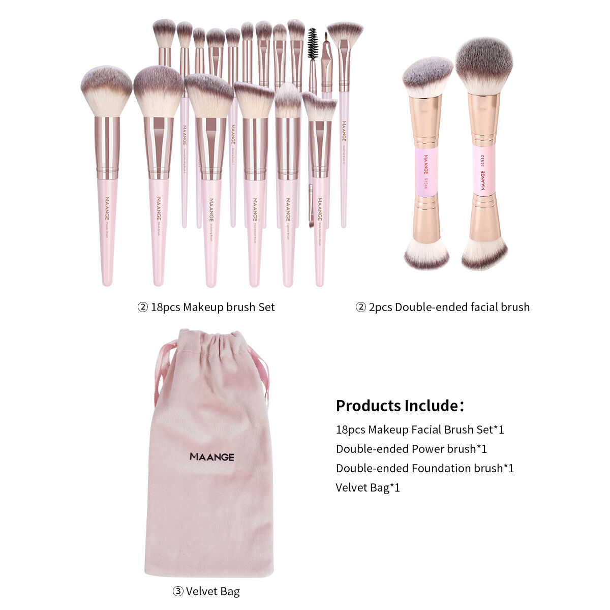 20 Makeup Brush with Bag