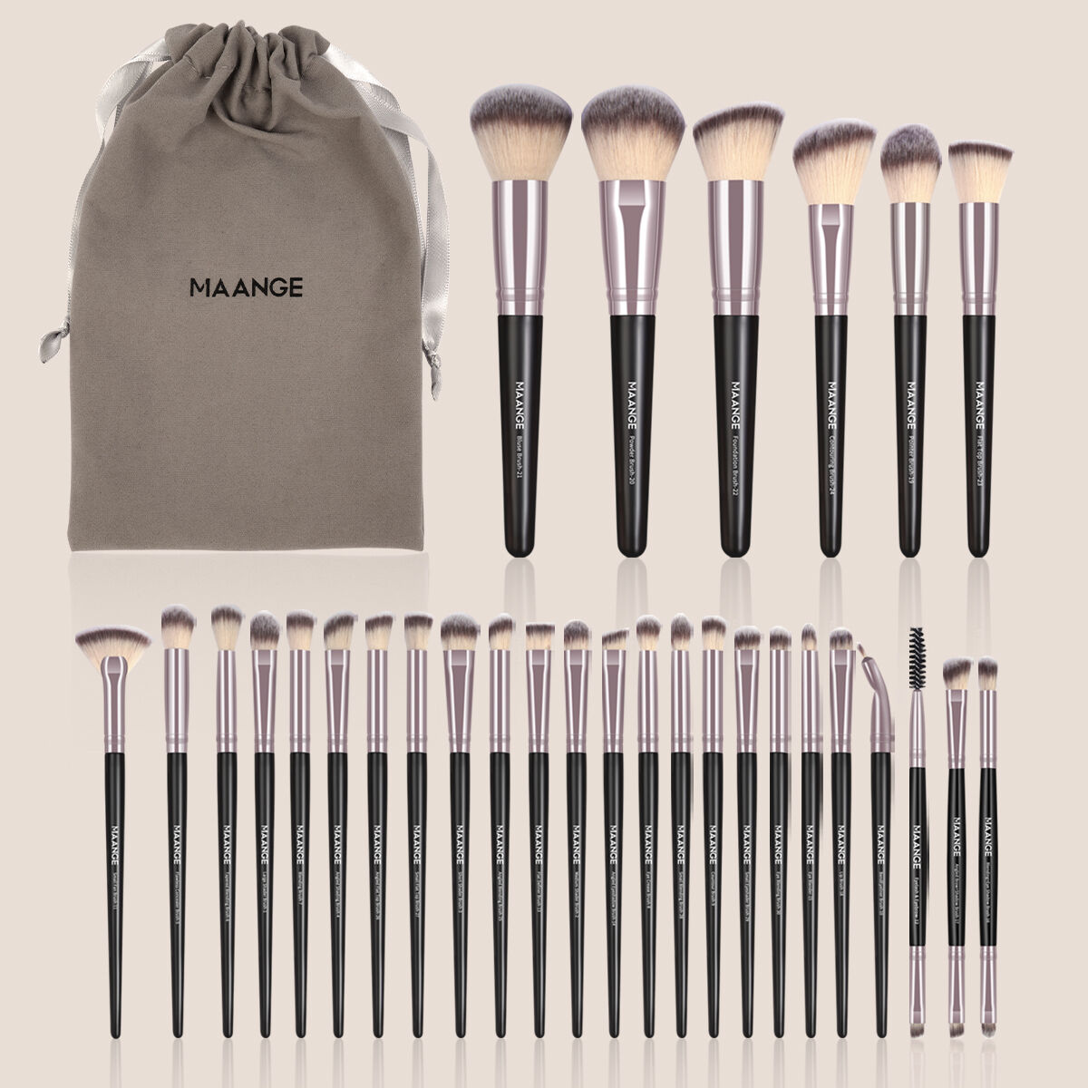 30 Pieces Makeup Brush with 1 Puff and Bag
