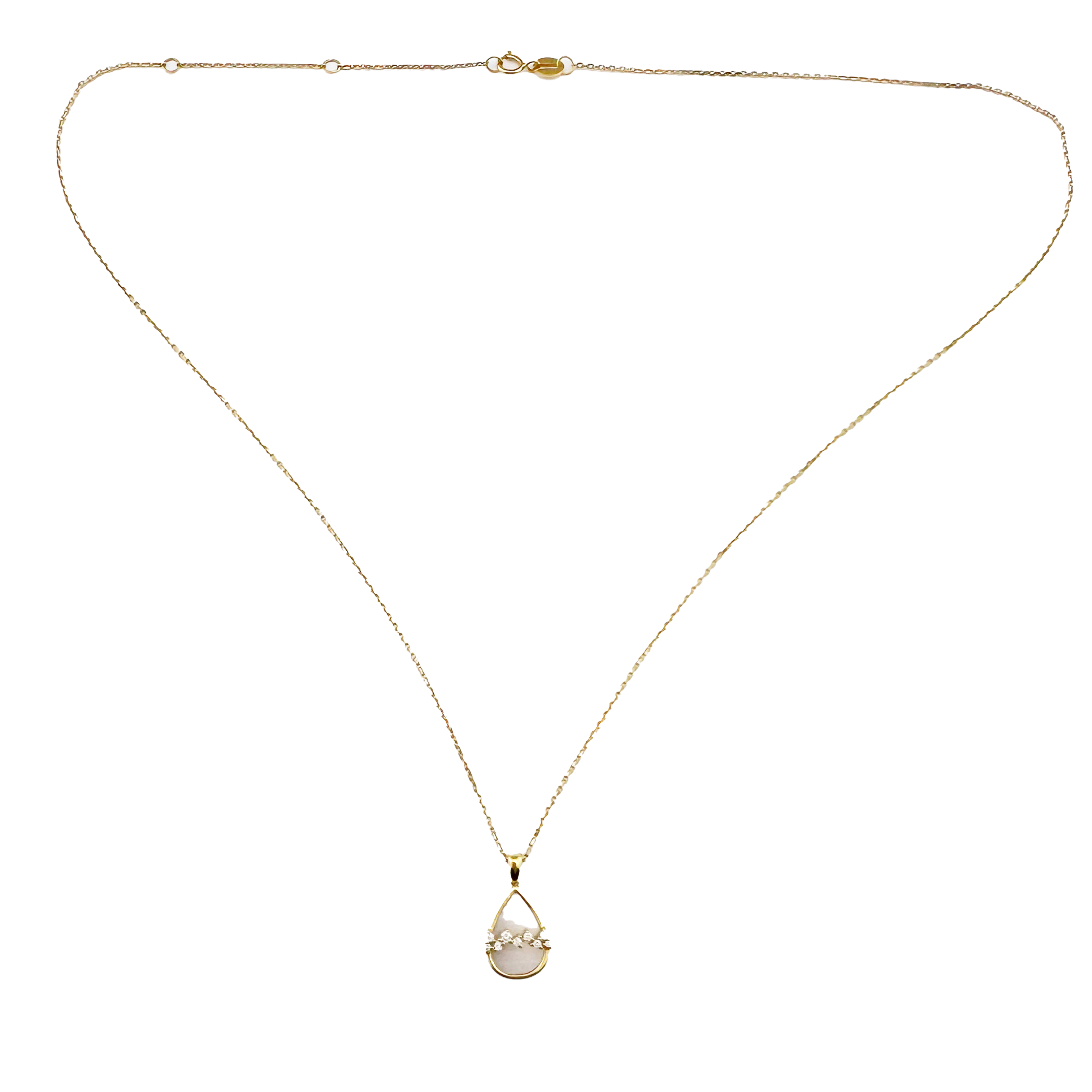 Collier Or Jaune 18K & Diamants Naturels – Pendentif Goutte Nacre, Éclat Subtil. thumbnail 1