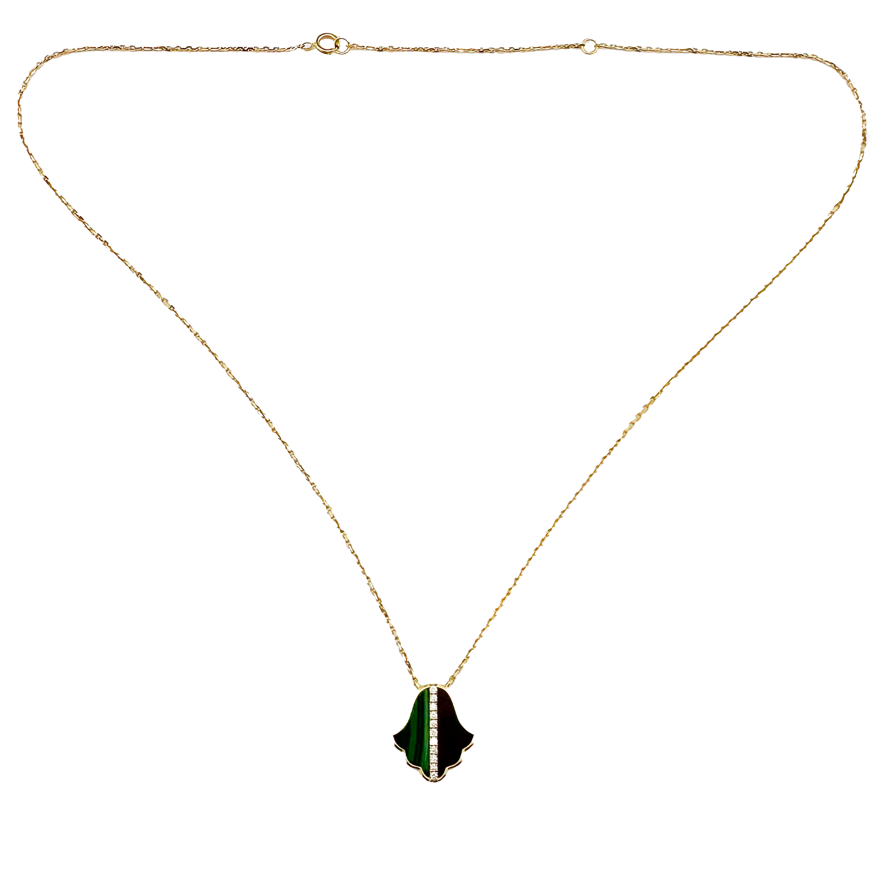Collier Or Jaune 18K & Diamants Naturels – Pendentif Main de Fatma, Symbole Protecteur.