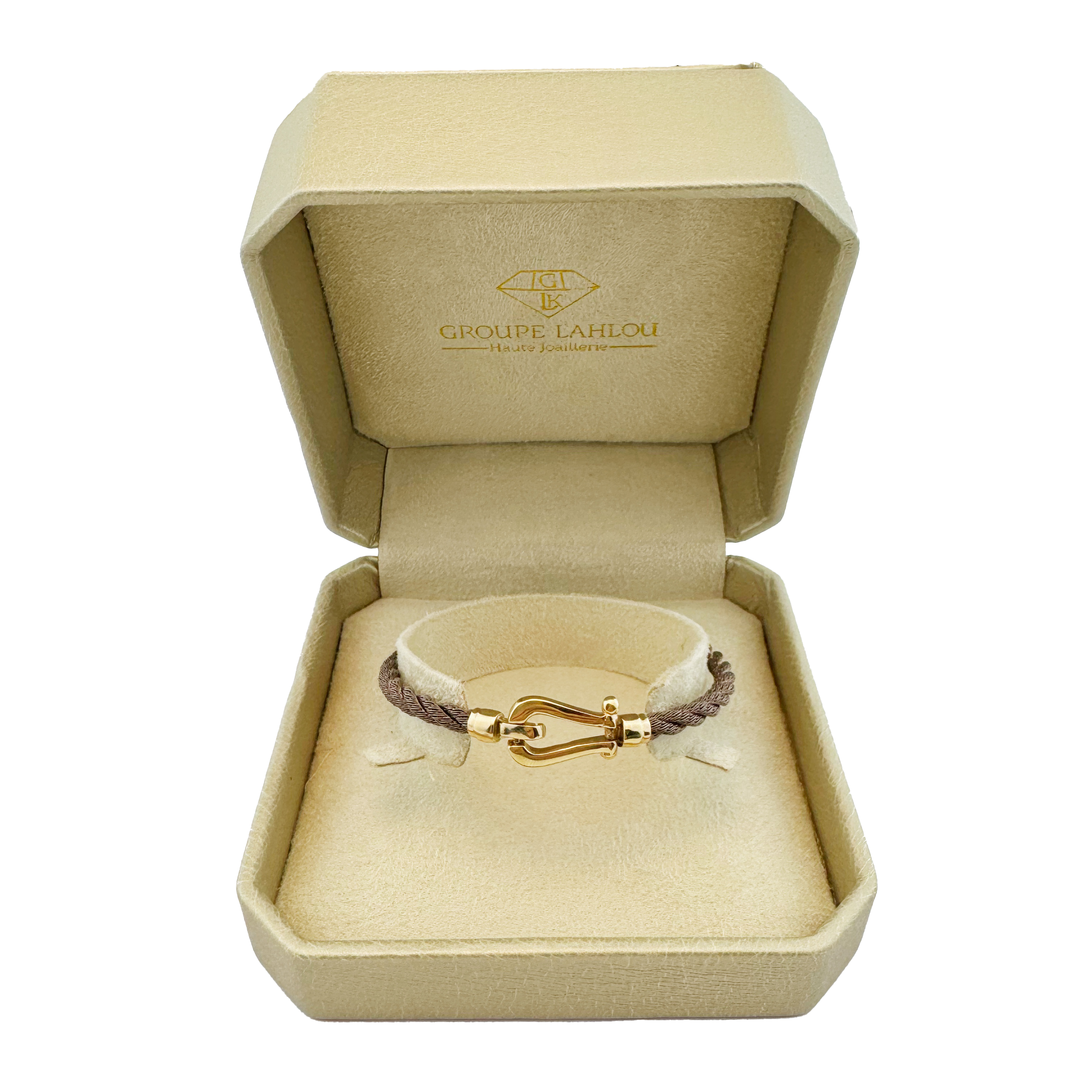 Bracelet Homme Câble Torsadé Brun & Or 18K - Crochet Marin