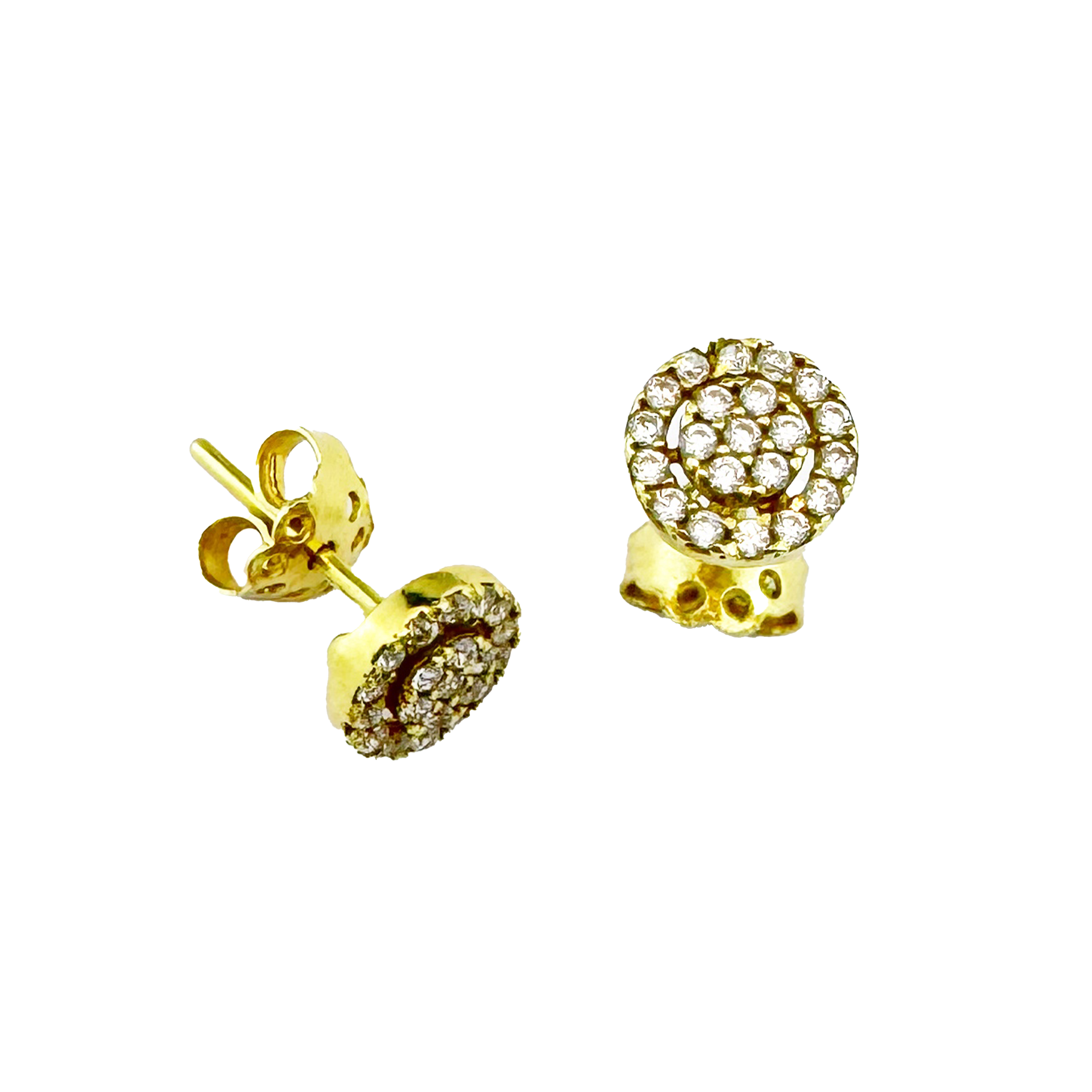Boucles d'Oreilles Rectangle Pavé Or Jaune & Diamilites – Brillance Totale, Élégance Moderne.