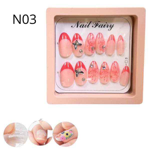12 Pièces Faux Ongles + Ruban Adhésif Double Face N03