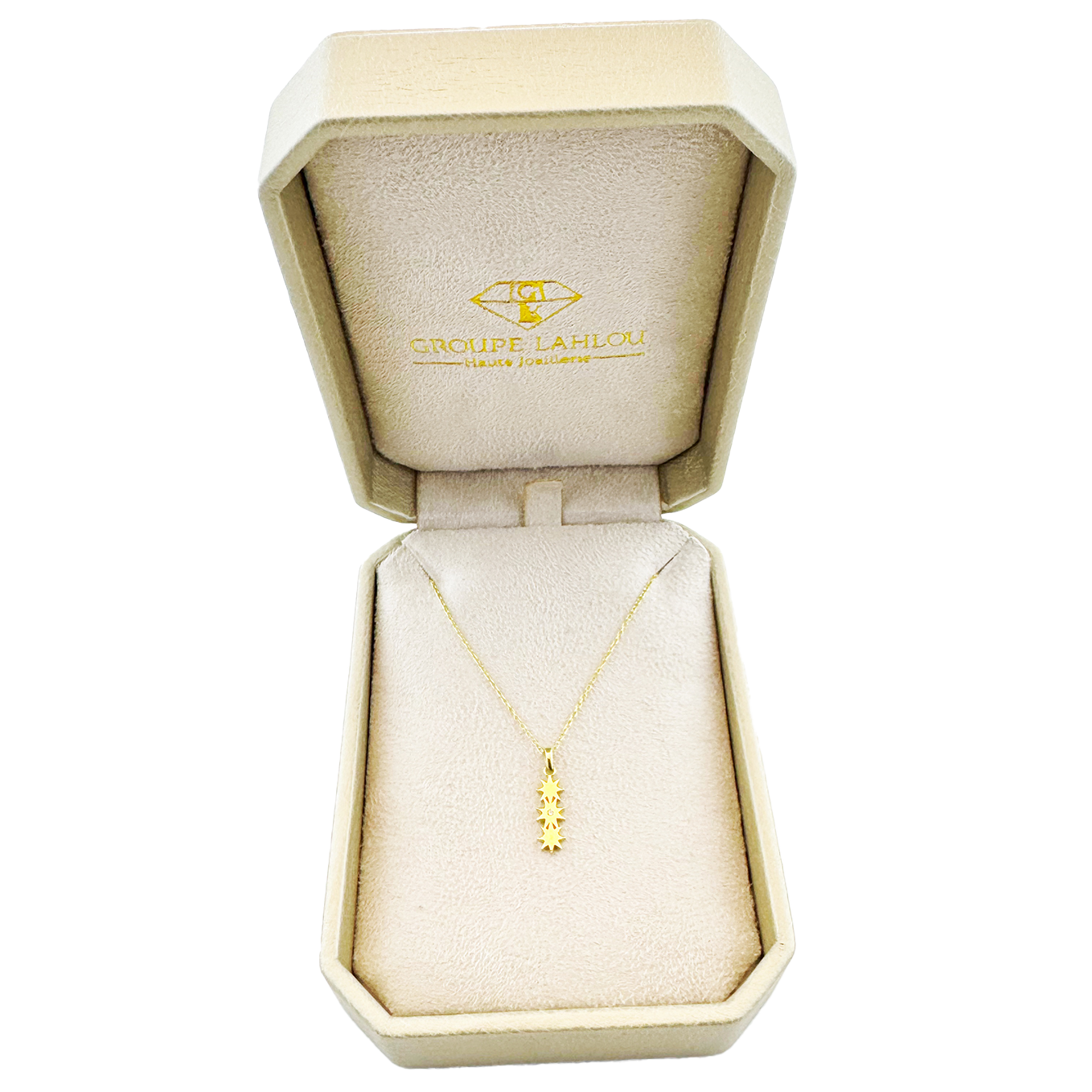 Collier Or Rose 18K & Diamilites – Pendentif Étoiles Scintillantes, Élégance Céleste.