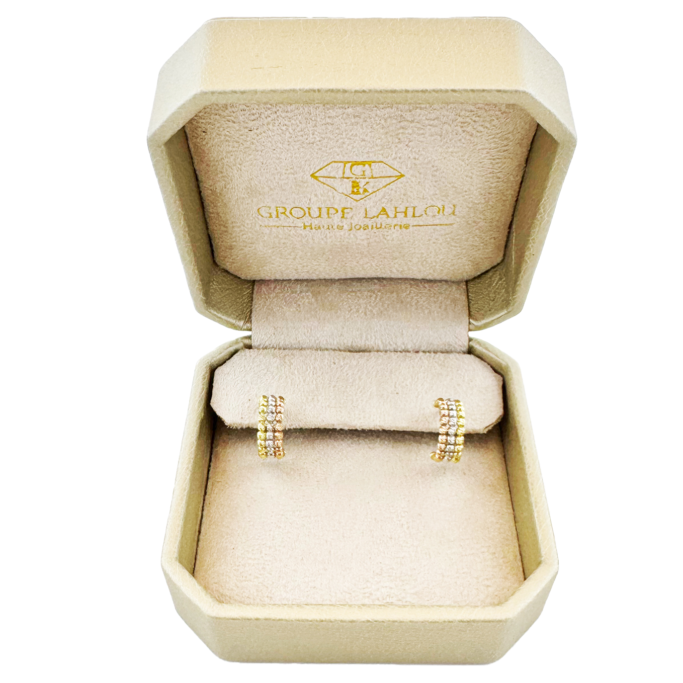 Boucles d'Oreilles Maillon Barrette Or Jaune & Diamilites – Design Moderne, Éclat Géométrique.