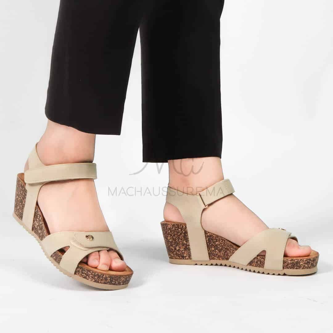 Kyda– Sandales Compensées En Beige
