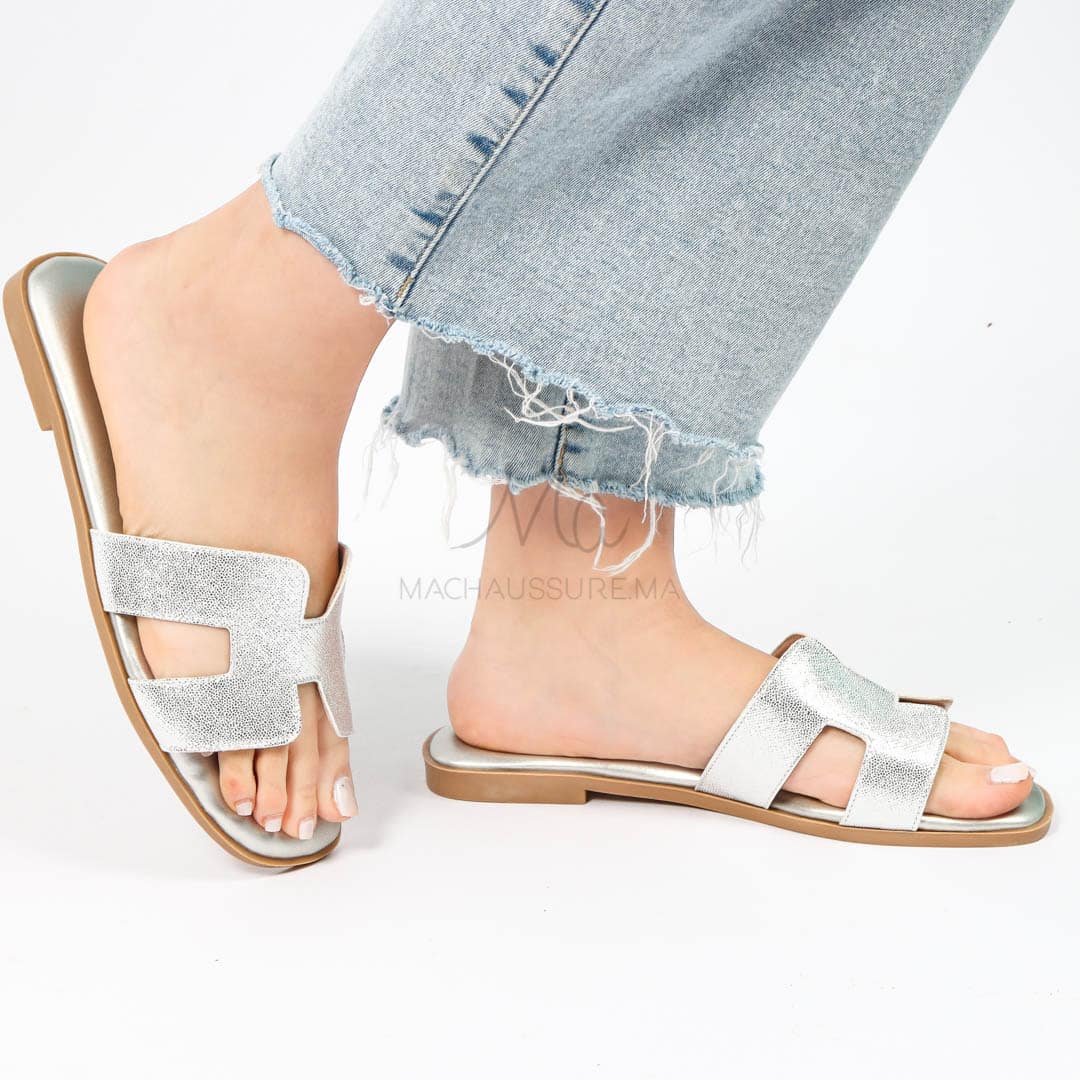 Irene - Sandales Plates En Argenté thumbnail 1