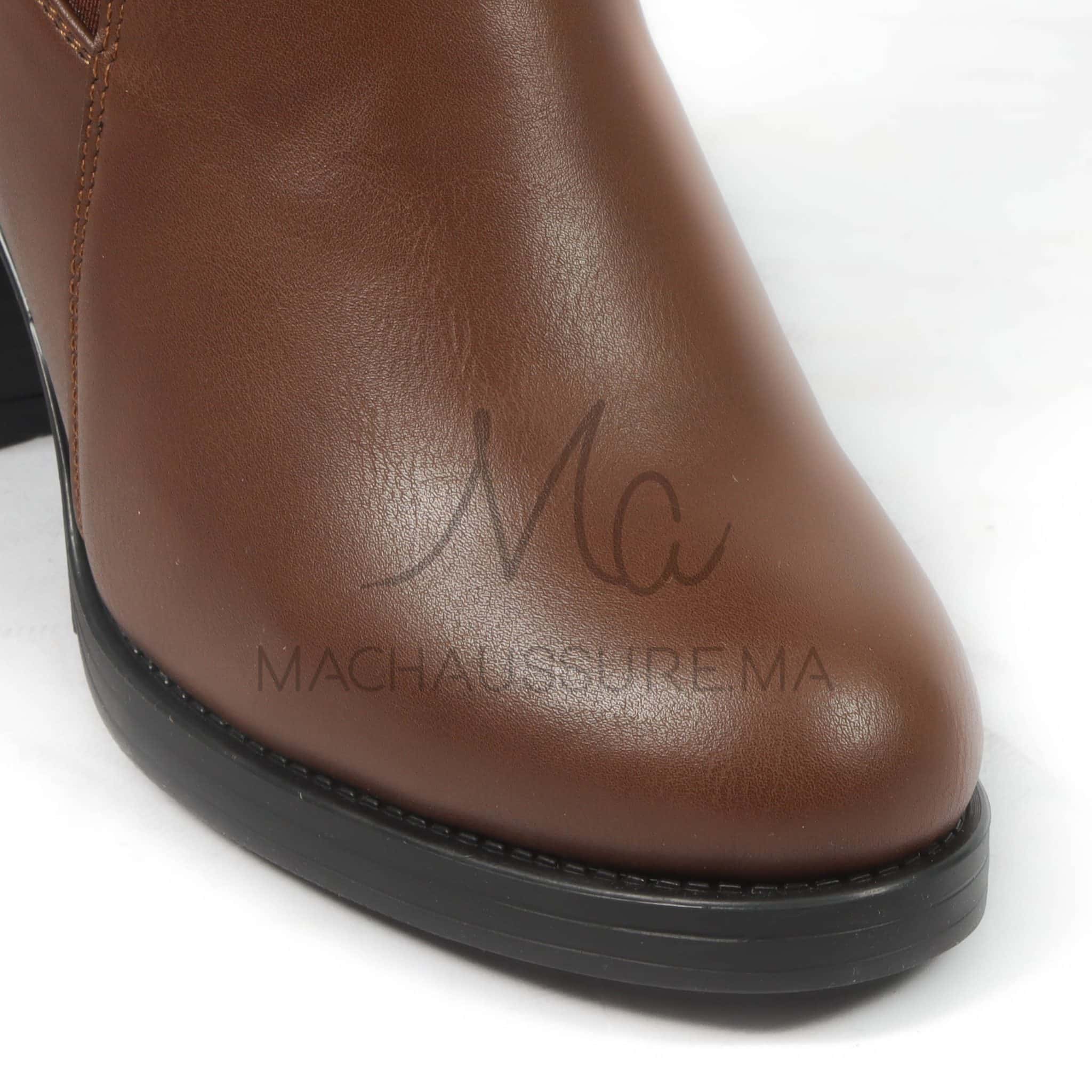 Chuky Heel Bottines- Marron thumbnail 3