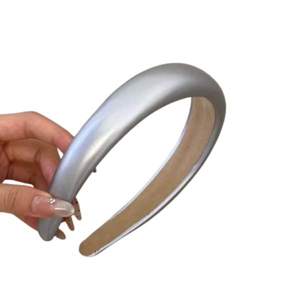 Bandeau Serré Tête en Cuir Épais Silver