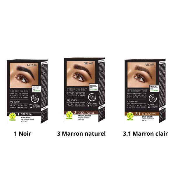 Teinture Sourcils 100% Vegan Disponible en 3 : Noir Marrons Clair Foncé