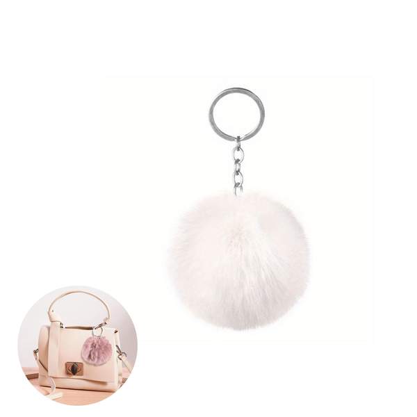 Porte Clé Fourrure Blanc