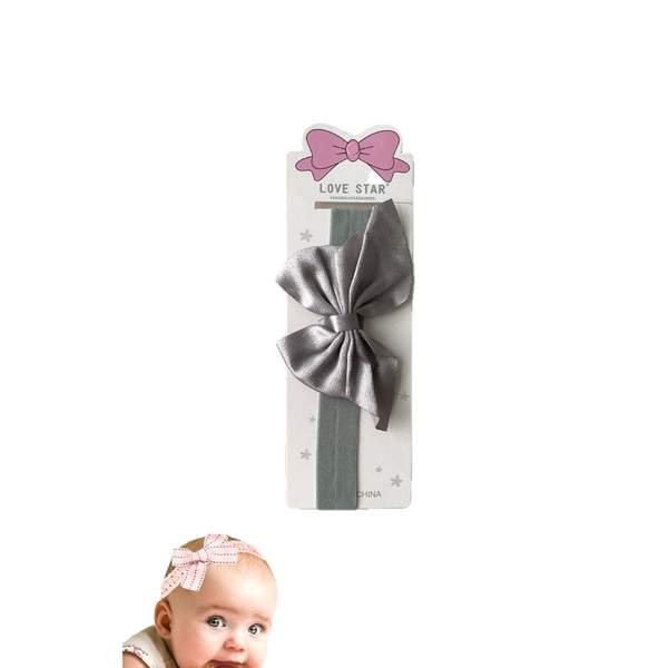 Serre Tête Élastique avec Nœud Gris