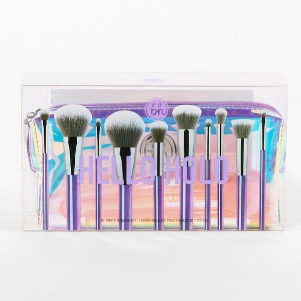 Pack 10 Pinceaux Maquillages Pochette en Plastique Hello Holo