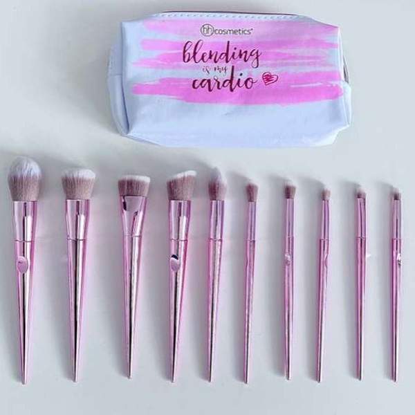 Pack 10 Pinceaux Maquillages Bh Cosmétics+ Pochette Blending Cardio