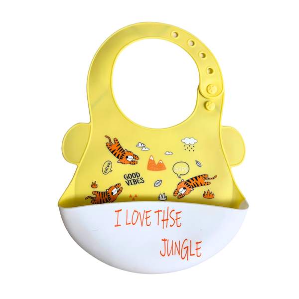 Bavoir en Silicone Ajustable et Imperméable Jaune