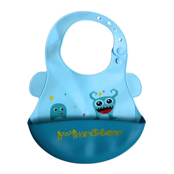 Bavoir en Silicone Ajustable et Imperméable Bleu