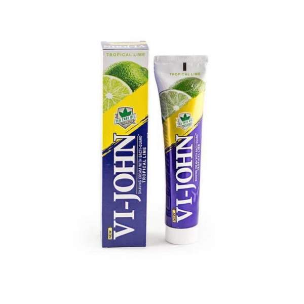 Crème à Raser Vi-John pour Hommes Classique, Menthe Glacée, Citron Vert