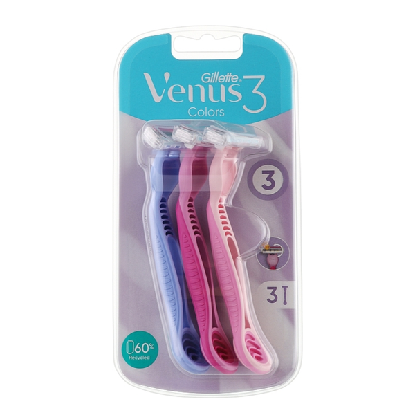 3 Rasoirs Jetables avec 3 Lames et Bande d'humidité