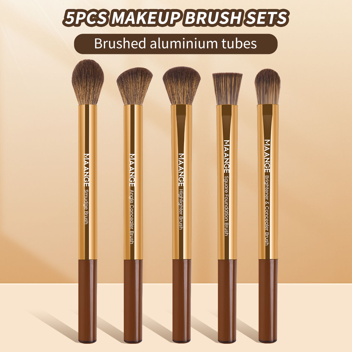 5 Pieces Medium Size Aluminum Eyeshadow Brush-kj