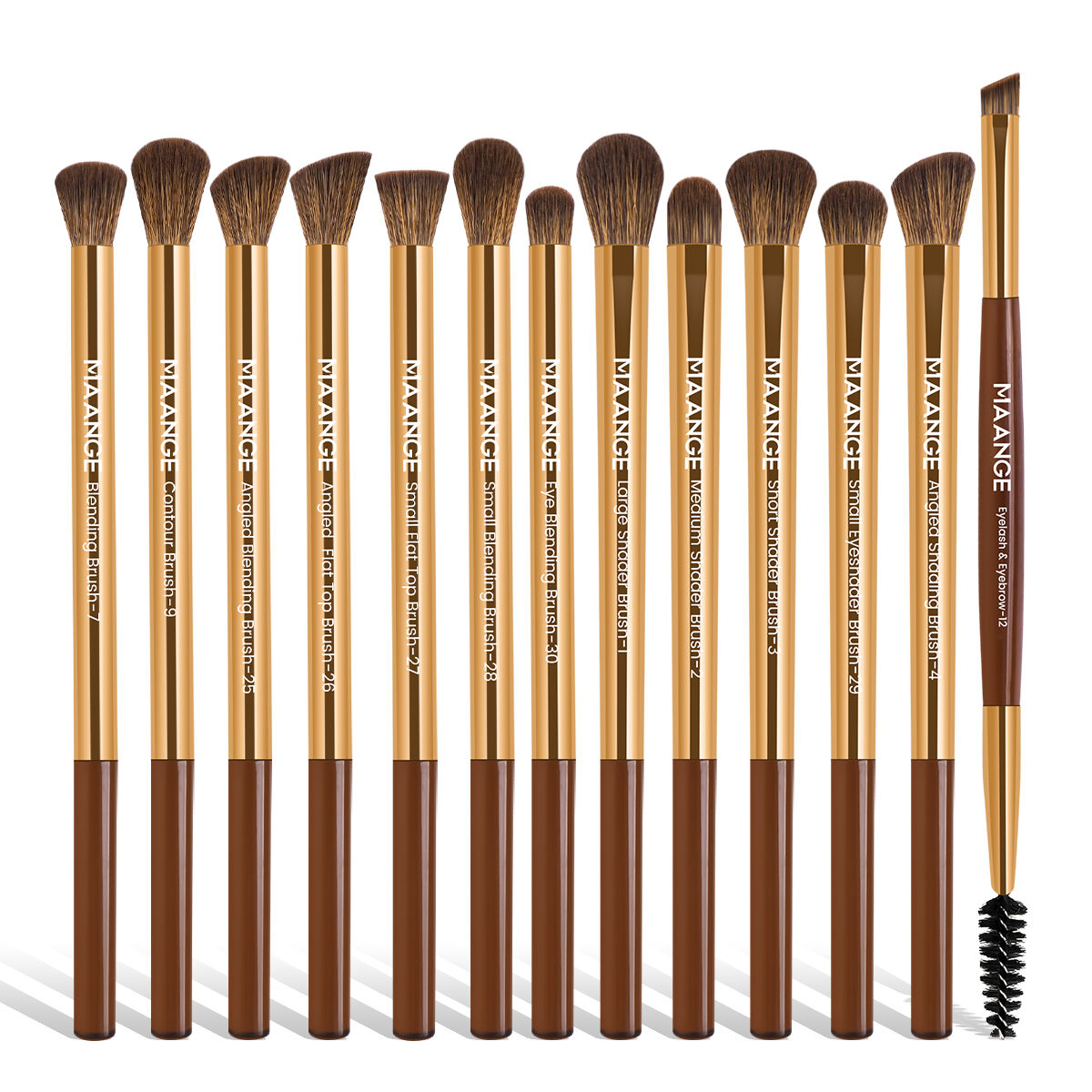 13 Pieces Long Aluminum Makeup Brush-coffee Gold