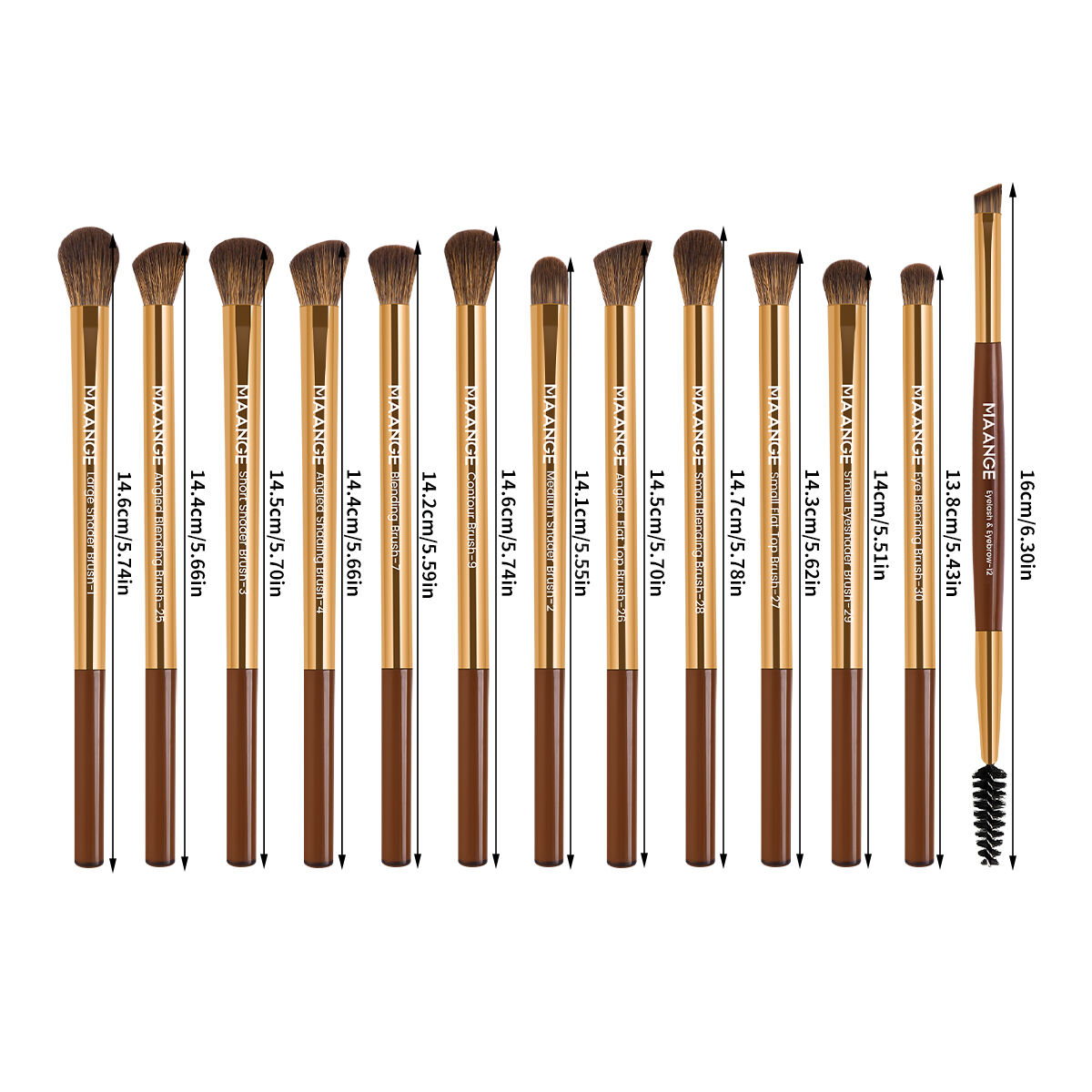 13 Pieces Long Aluminum Makeup Brush-coffee Gold