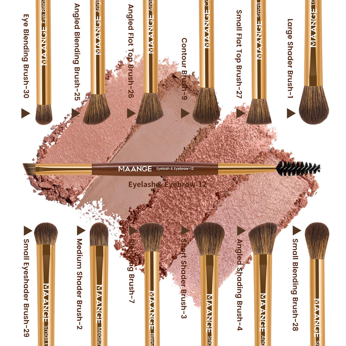 13 Pieces Long Aluminum Makeup Brush-coffee Gold thumbnail 3