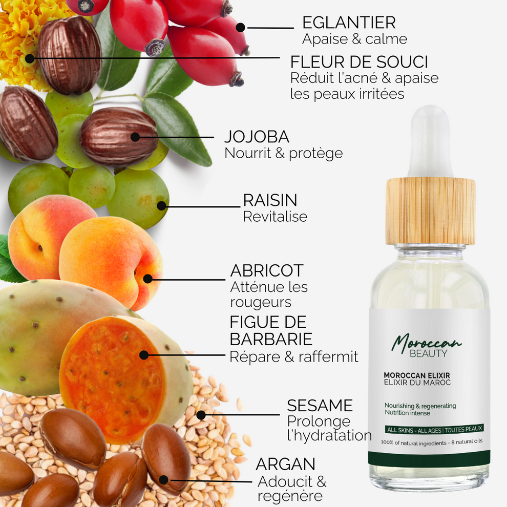 Elixir du Maroc aux 8 Huiles naturelles - 100% Naturel