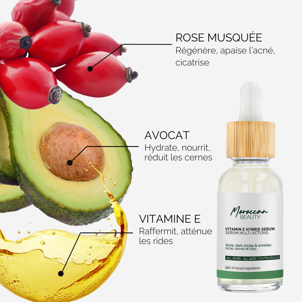 Sérum Vitamine E - ACNE, CERNES & RIDES
