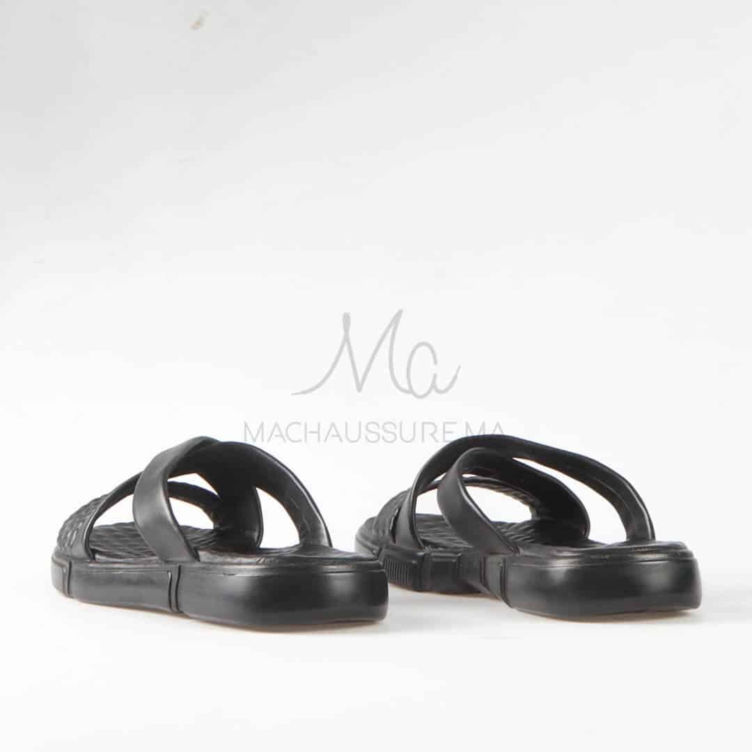 Sandales Confortables 100% Cuir En Noir thumbnail 3