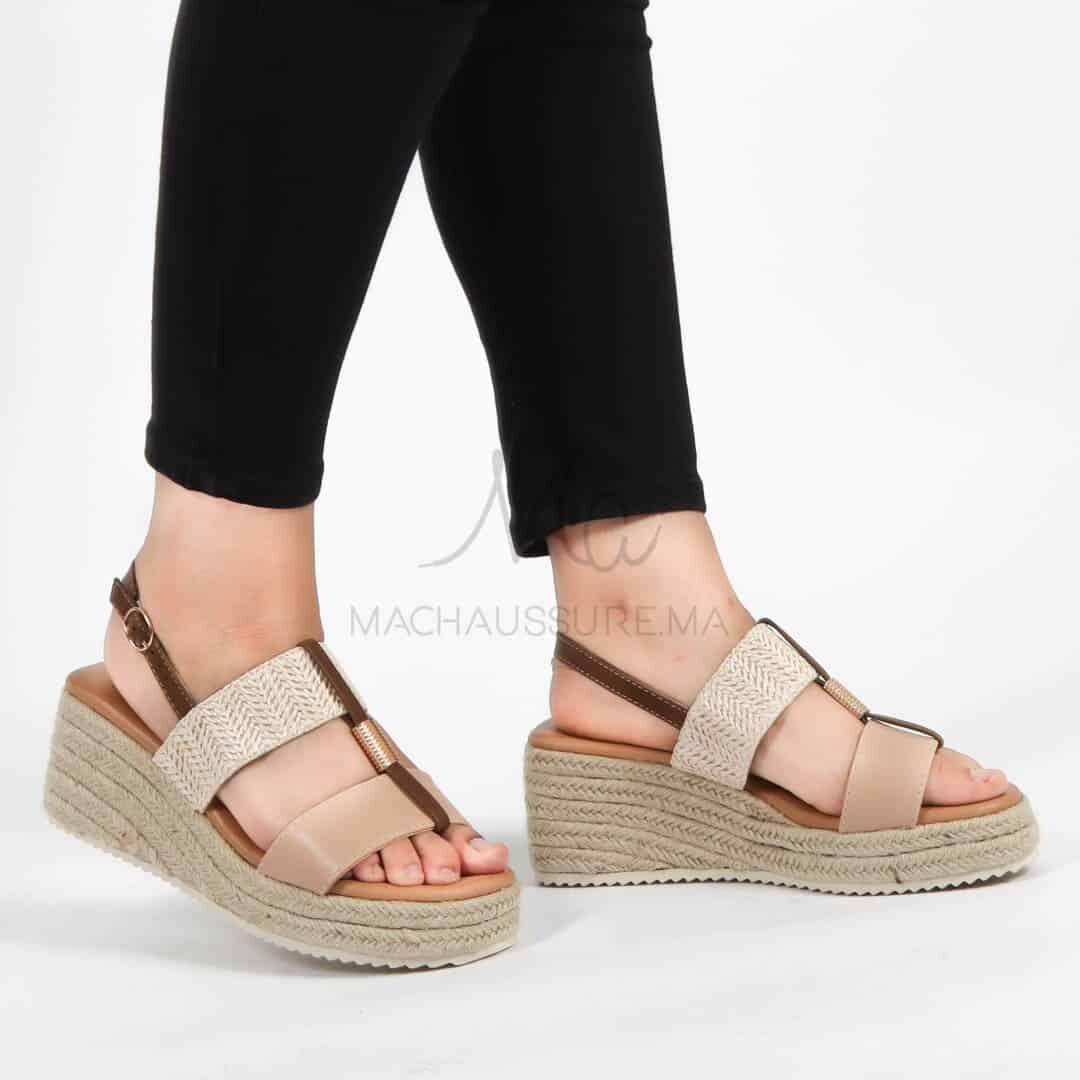Winkle – Sandales Compensées En Beige thumbnail 1