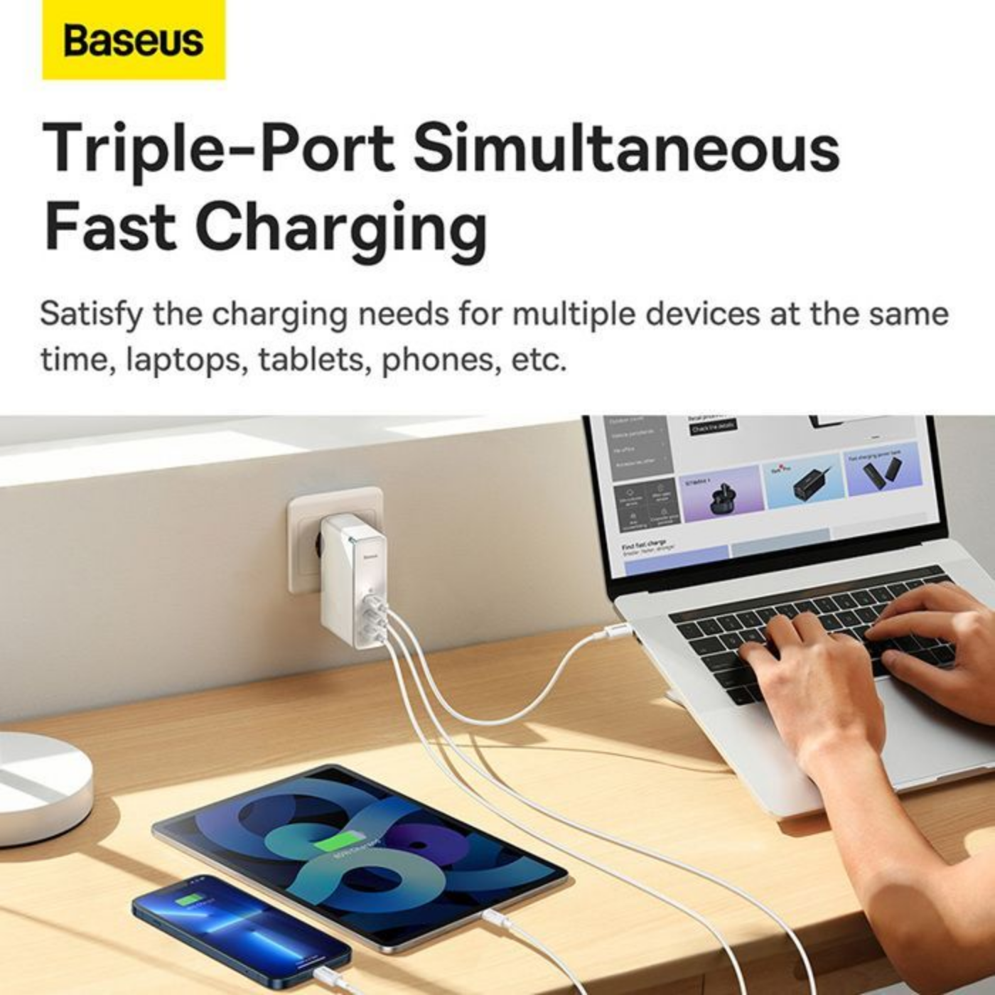 Chargeur Rapide Baseus Gan 5 Pro, 2c+u, 140w, Version Européenne thumbnail 4