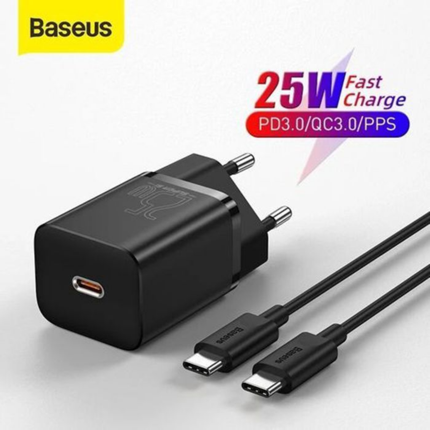 Chargeur Rapide -  25w - Type-c - Câble Inclus 1m - Compatible Samsung et Iphone