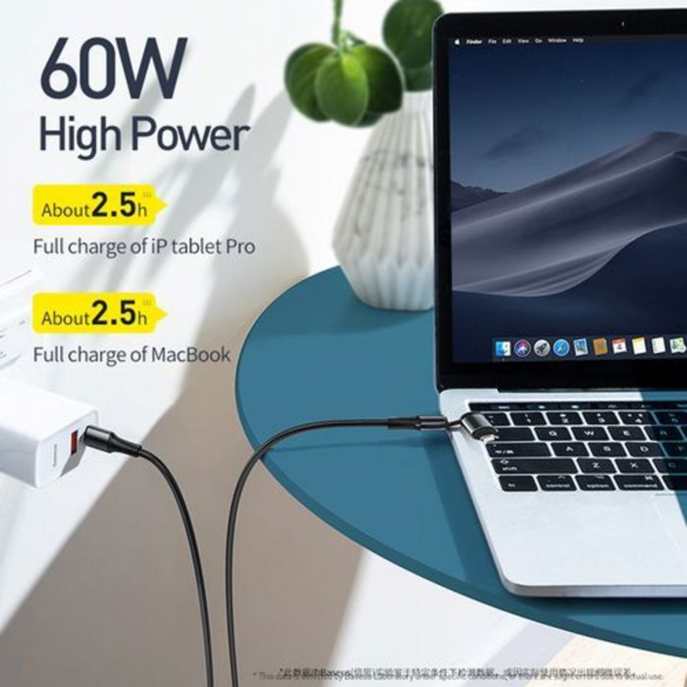 Twins 2 en 1 Type-c Vers Type-c & Lightning Cable 60w 100cm thumbnail 3