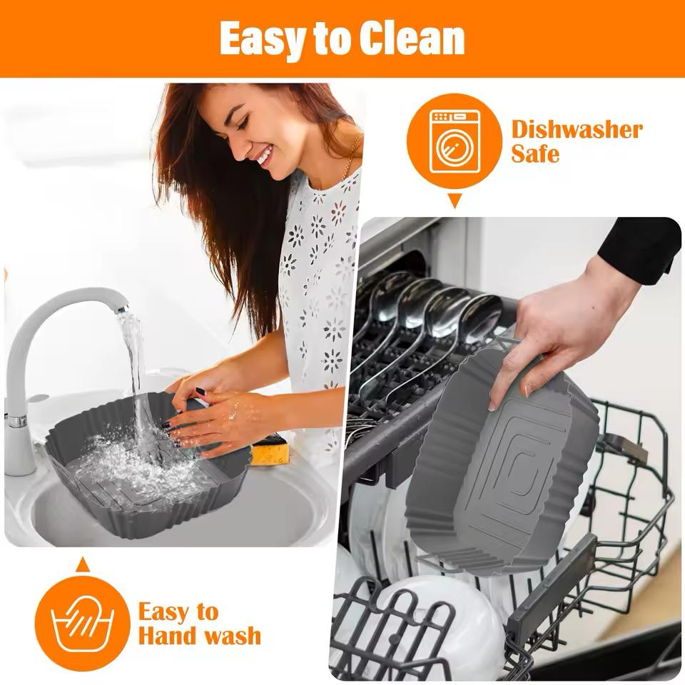 Frayer Moules en Silicone Alimentaire Résistant à la Chaleur 20CM,pour Air Fryer couleur aleatoires thumbnail 3