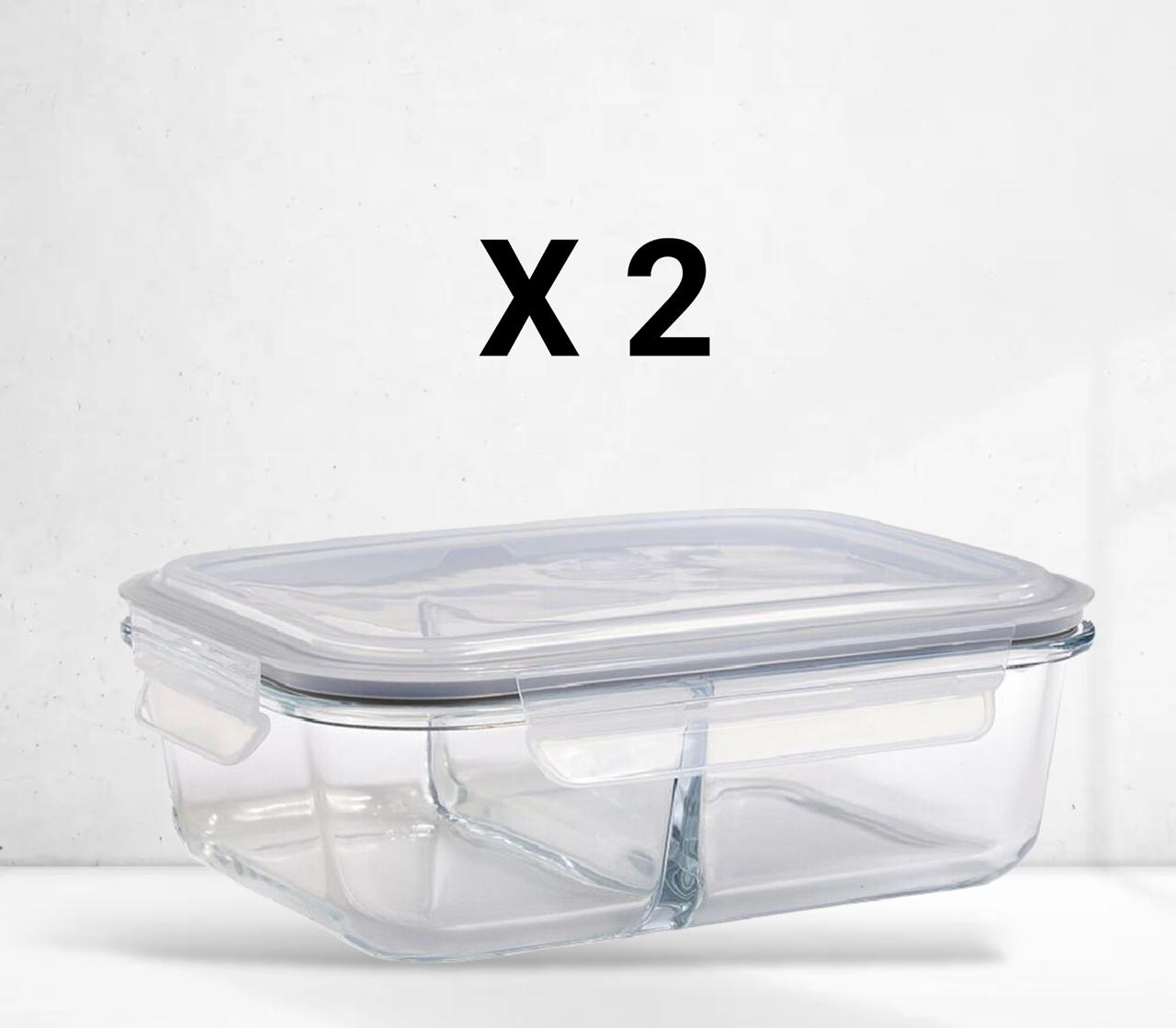 Set 2 boîtes en verre avec couvercles pour conservation MM 15/20cm/H6cm thumbnail 2