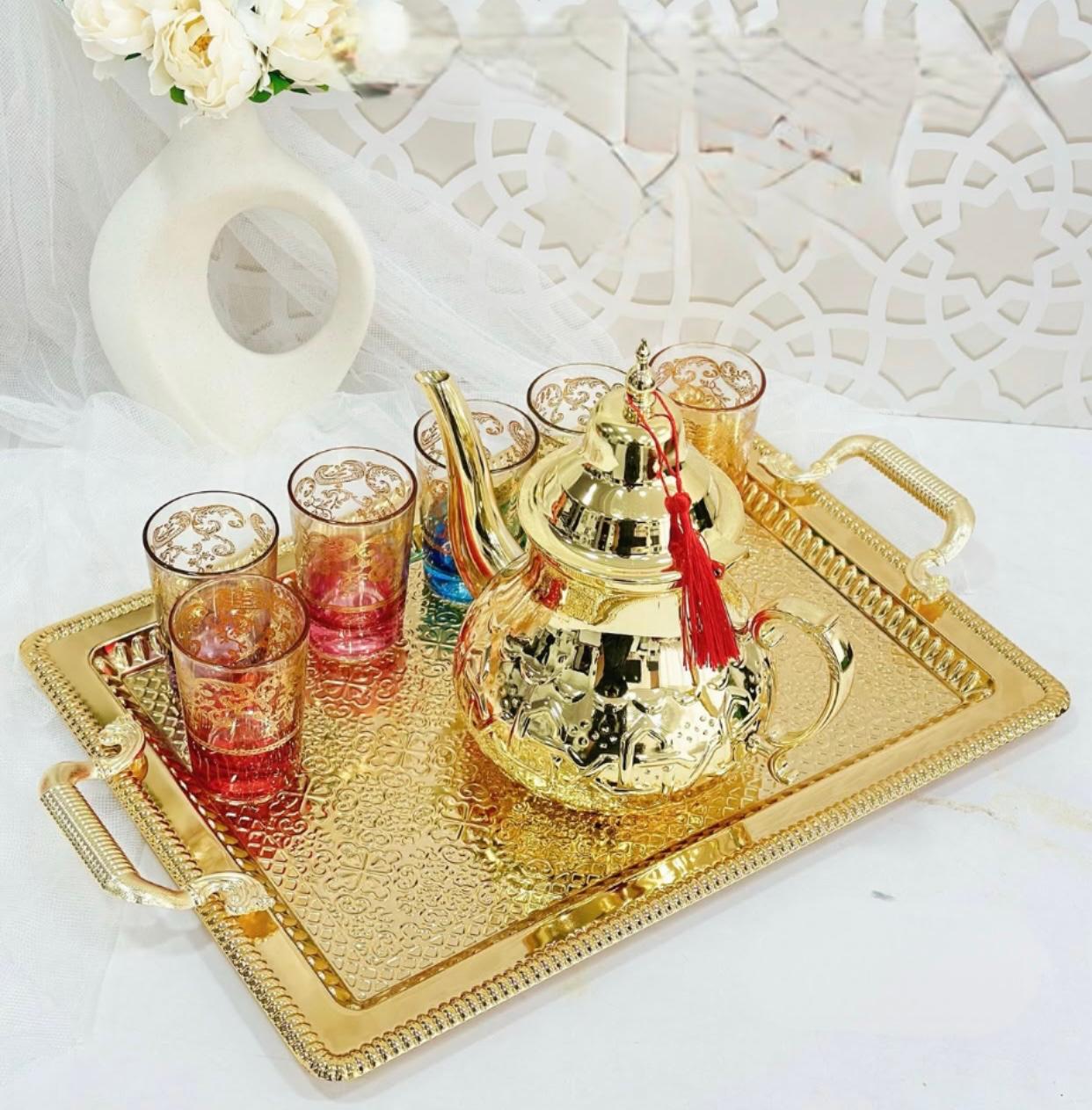 Plateau SENIA Rectangulaire en acier inoxydable Doré