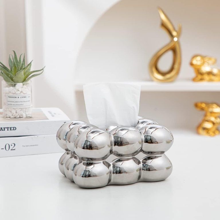 Boite à Mouchoirs en Porcelaine Argenté