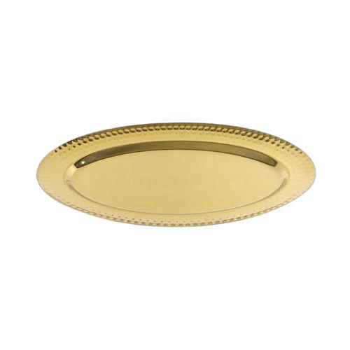 Plat Ovale En Métal Doré