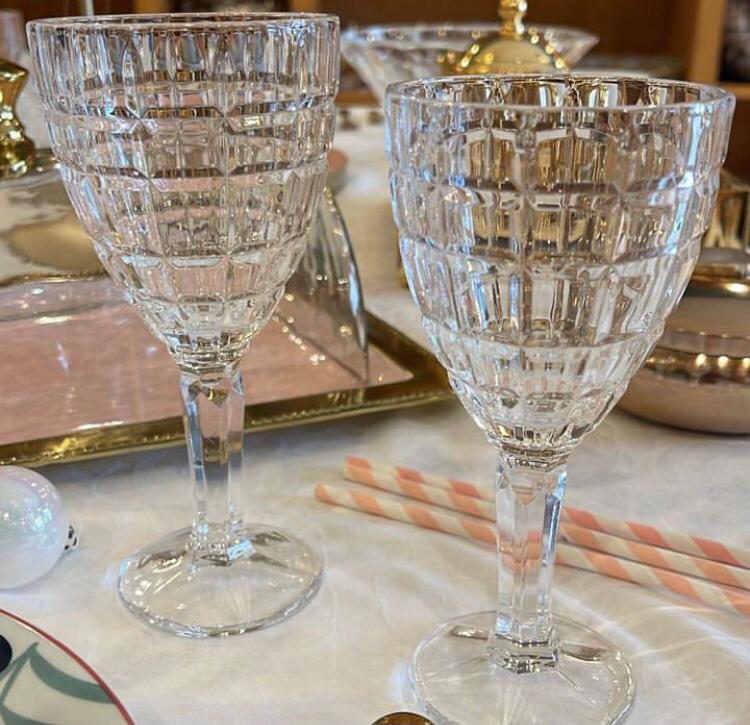 Set De 6 Verres à Pied Transparent Cristal